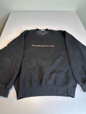 Jerzees Black Crewneck Sweatshirt with Tan Text - Philadelphia Museum